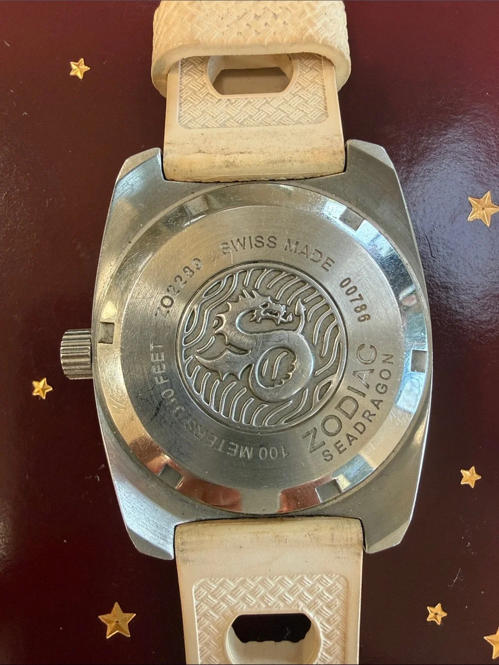Zodiac White Dial Sport Watch with Beige Strap